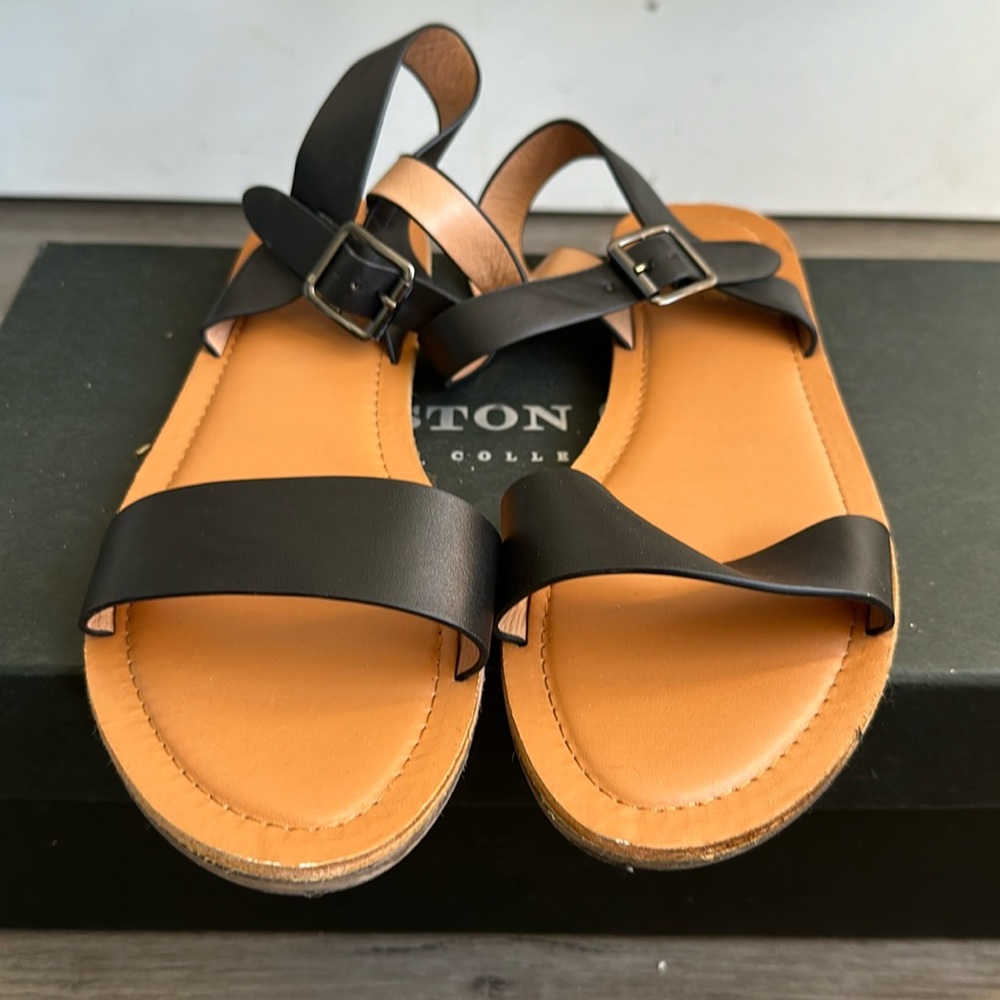 Catherine Malandrino Black & Tan Strappy Sandles Woman’s Size 10